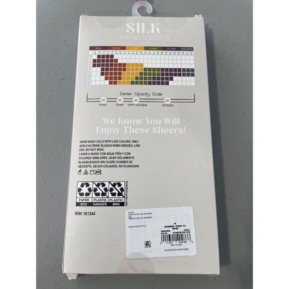 Silk Impressions Pantyhose Size Medium Shimmer Sheer Beige 20 Denier 2 Pair NEW - Picture 3 of 6